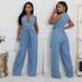 Women's Clothing Tight Waist Slim Elastic Washed Denim Jumpsuit_ecoleips.com