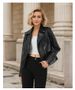 Black PU Leather Jacket – Women’s A-Line Blazer-Style Motorcycle Coat (S-XL, Office-to-Night Out Staple For European & US Urbanites)_ecoleips.com