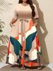 Plus Size Wrap Dress With Pockets - Flowy V-Neck Maxi Dress With Elastic Waist, Polyester-Spandex Blend Print Dress For Women (0XL-5XL)_ecoleips.com