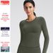 Women's Slim Fit Long Sleeved Yoga Top Quick Drying Sports T-Shirt For Fitness Running Training_ecoleips.com