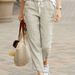 Breathable Linen-Blend Drawstring Pants – Relaxed Fit Cropped Trousers For Women & Men (Grey/Green/Black/Blue)_ecoleips.com