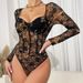 Women's Clothing Long Sleeved Lace Bodysuit Women See Through Mesh Slim Fit Sexy Versatile Jumpsuit Romper_ecoleips.com