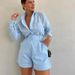 Women's Clothing Loose Solid Color Casual Shirt High Waist Shorts Fashion Suit_ecoleips.com
