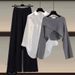 Women's Clothing Knitted Sweater Shirt Wide Leg Pants Three Piece Suit_ecoleips.com