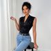 Women's Clothing Summer New Women's V Neck Shiny Sequins Decorated Sleeveless Top_ecoleips.com