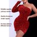 Summer New Sexy One-Shoulder Sequin High-End Solid Color Evening Gown Tight-Fitting Hot Girl Bodycon Dress_ecoleips.com