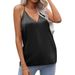 Cross-border Silk Satin Sevess Spaghetti Strap Tank Top, New European And American Sty V-neck Sexy Non-silk_ecoleips.com