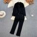 Women's Clothing Temperament Suit Jacket Three Piece Suit Top High Waist Wide Leg_ecoleips.com