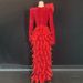 Scarlet Flame Elegance Dress - Deep V-Neck Crystal Evening Gown For Brides & Celebrations_ecoleips.com