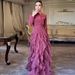 Elegant Flounce Sleeve Bodycon Dress With Waist Accent For Women – A-Line Long Formal Gown With Lace Collar_ecoleips.com