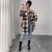 Women's Clothing Plus Size Clothes Plaid Hooded Jacket - Lightweight Cotton Blend, Loose Fit, Casual & Retro Style For Autumn Winter"_ecoleips.com