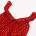 European American Style V-neck Ruffled With Chest Pleats And Tie Straps, Women's Red Floral Slim-fit Waist-cinching_ecoleips.com