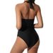 Women's One Piece Swimsuits Tummy Control Bathing Suits For Womens Halter V Neck Criss Cross Ruched Push Up Slimming Swimwear_ecoleips.com