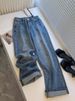 American Retro Blue Rose Embroidery Hot Diamond Denim 2025 New High Waist Heavy Industry Washed Thin Straight Pants_ecoleips.com