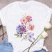 European And American Cross-border Foreign Trade Women's Floral Plant Print Round-neck Short-sleeve T-shirt Top_ecoleips.com