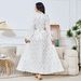 Women's Clothing Middle Eastnew fashion women's Muslim home robe white bronzing elegant V neck dress_ecoleips.com