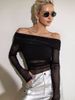 Aria Basics Aria Basics Foreign Trade Wholesale European And American Women's Fashion Autumn Winter New One-shoulder Sexy Sheer Mesh_ecoleips.com