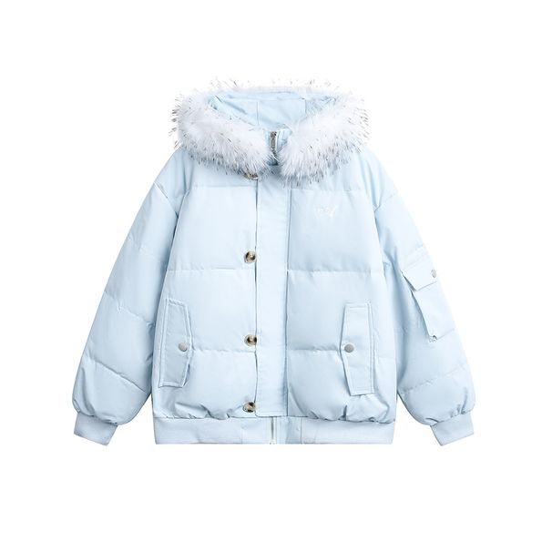 girl Girl CATTEE American Retro 90 White Duck Collared Hooded Down Jacket For Men And Women Winter Cold-Proof Warm Short Coat_ecoleips.com