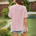Women's Clothing Summer Casual Contrast Color Wave Striped Short Sleeved Pocket T Shirt Top_ecoleips.com