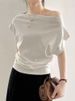 Korean Elegant Summer Off Shoulder Top Women One Shoulder Loose Casual Short Sleeve T Shirt Fashion Basic Blouse Lady Spring Sum_ecoleips.com