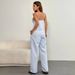 Women's Clothing Two Piece Suits Women's Summer Fashion Outing Striped Tie Suspenders And Wide Leg Pants_ecoleips.com