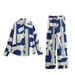 2025 Spring New Style Floral Print Turn-Down Collar Sleeve Satin Texture Shirt Casual Long Pants Set For Women_ecoleips.com