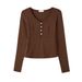2025 #High Quality Products # Temperament And Age Reducing Design Sense T-Shirt For Women's Long Sleeved 2025 Autumn Outfit_ecoleips.com