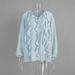 Women's Clothing French V Neck Shirt Spring Summer Ruffled Tie Up Lantern Sleeve Semi Sheer Thin Top_ecoleips.com