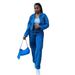 Women's Clothing Denim Suit Lapel Cardigan Long Sleeved Top Straight Trousers Two Piece Set_ecoleips.com