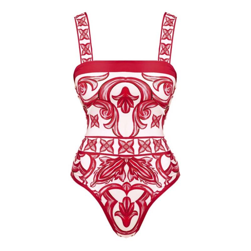 Swimwear Ethnic Style Printed One Piece Swimsuit For Women Female Clothing_ecoleips.com