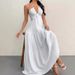 Women's Summer Sleeveless Wrap Dress Halter Neck Maxi Dress with Pockets Breathable Flowy Beach Wedding Party Casual Sundress_ecoleips.com