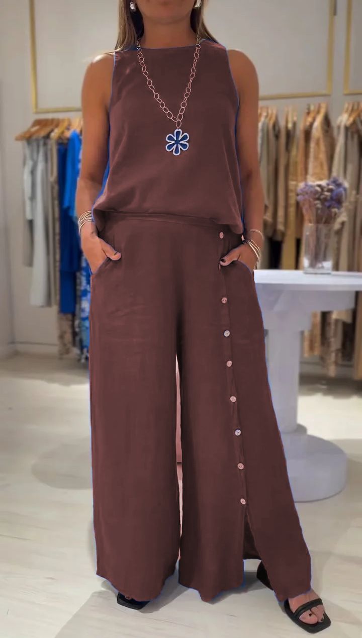 Women's Clothing Fashion Casual Loose Sleeveless Large Size Suit_ecoleips.com