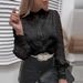 Popular Shirt New Solid Color Lace V-neck Cardigan Women's Shirt_ecoleips.com