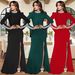 Women's Clothing Solid Color Long Sleeved Hot Diamond Slit Dress_ecoleips.com
