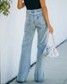 Women's Clothing Washed Slit Internet Celebrity Strict Mid Waist Temperament Wish Denim Trousers Casual Pants_ecoleips.com