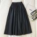 Women Black Skirt Midi High Waist Korean Style Pleated A Line Vintage Clothing 2026 New Summer Casual Fashion Ladies Work Wear_ecoleips.com