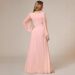 Elegant Chiffon Bridesmaid Dress - Long Sleeve Formal Evening Gown For Women Sexy & Classy Floor-Length Wedding Party Dress_ecoleips.com
