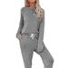 Women's Long Sleeve T-Shirt And Pants Set Casual Home Wear Two-Piece Outfit Autumn Winter_ecoleips.com