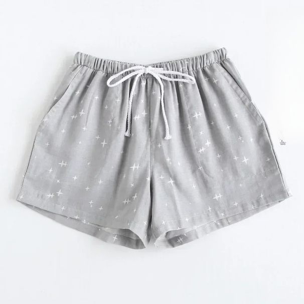 Summer Cotton Gauze Pajama Shorts Japanese Style Elastic Waist Casual Large Size Home Pants For Men And Women_ecoleips.com
