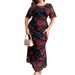 Rose Print Bodycon Dress – Flattering Waist Definition, Elegant & Sexy Summer Dress For Women (0XL-4XL, Plus Size Friendly, Red)_ecoleips.com