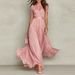 Women's V Neck Full Skirt Dress Casual Elegant Waist Cinching Ruffle American Style Spring Summer_ecoleips.com