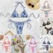 Women’s Clothing Swimsuit women new blue and white porcelain print lace up sexy bikini split swimsuit_ecoleips.com