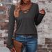 Autumn/Winter: Women's Casual, Simple-Style Garment With A V-Neck Design, Crossed Long Sleeves, Made Of Cotton In A Soli_ecoleips.com