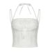 Y2K Clothes Goth Grunge Punk White Lace Patchwork Halter Top Women Summer Solid Ruched Backless Sleeveless Tank Top Streetwear_ecoleips.com