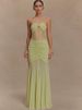 JULISSA MO Sexy Strapless See Through Lace Women Maxi Dress Green Backless Ruched Dress Summer Slim Elegant Party Evening Dress_ecoleips.com