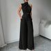High-Waisted Loose-Fitting Straight Leg Drawstring Wide Leg Trousers Irregular Off-Shoulder Design Women's Set_ecoleips.com
