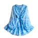 Luxury Yellow V Neck Dress for Women Dopamine Style Lantern Sleeve Chiffon Print Ruffled Cake Design Niche Super Fairy Fashion_ecoleips.com