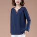 2026 Long-Sleeved T-Shirt For Women With V-Neck, Stylish And Loose. This Is A Base Layer For Middle-Aged And Elderly Wom_ecoleips.com
