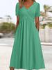 2024 Autumn New Cross-Border European And American Solid Color V-Neck Short Sleeve Unique Dress Women's Fashion_ecoleips.com