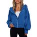 Women's Clothing Fashion Queen Hoodie Women Full Zip Cropped Sweatshirt Jacket Casual Comfort Gym Tops_ecoleips.com